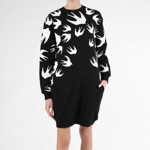 MCQ BLACK SWALLOW-PRINTED Sweatshirt DRESS